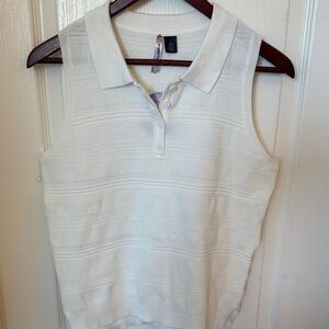 Love By Design Ivory Sleeveless Polo Top